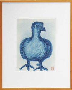 粟津潔版画額「青い鳥」/Kiyoshi Awazuのサムネール