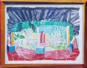 デイヴィッド・ホックニー版画額「Views of Hotel Well 1（ホテルの井戸の眺め）」〈ムーヴィング・フォーカス〉/David Hockney