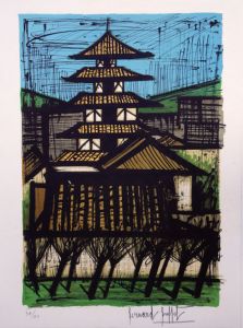 ベルナール・ビュッフェ版画額「Temple a Kyoto（京都の寺）」/Bernard Buffetのサムネール