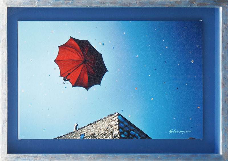 浅井慎平版画額「パブロ・カザルスの傘」／Shinpei Asai‹‹古書 古本