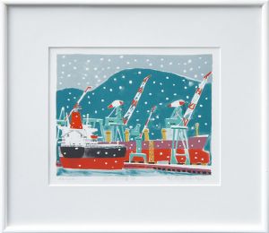 柳原良平版画額「造船所暮雪」/Ryouhei Yanagiharaのサムネール