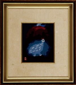 畦地梅太郎ガラス絵額「火の山と鳥」/Umetaro azetiのサムネール