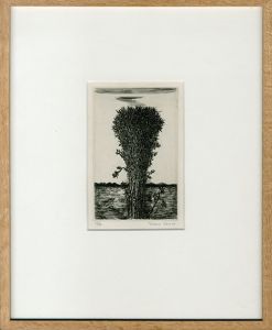 駒井哲郎版画額「大樹を見あげる魚」/Tetsuro Komaiのサムネール