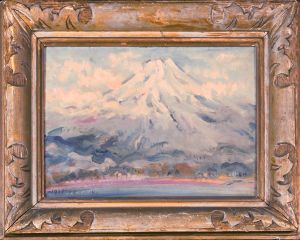 二重作龍夫画額「山中湖の朝富士」/Tatsuo Futaesaku