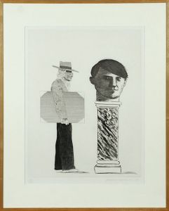 デイヴィッド・ホックニー版画額「The Student: Homage to Picasso」/David Hockneyのサムネール