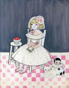 ピンク水玉ドレスの少女/内藤ルネのサムネール